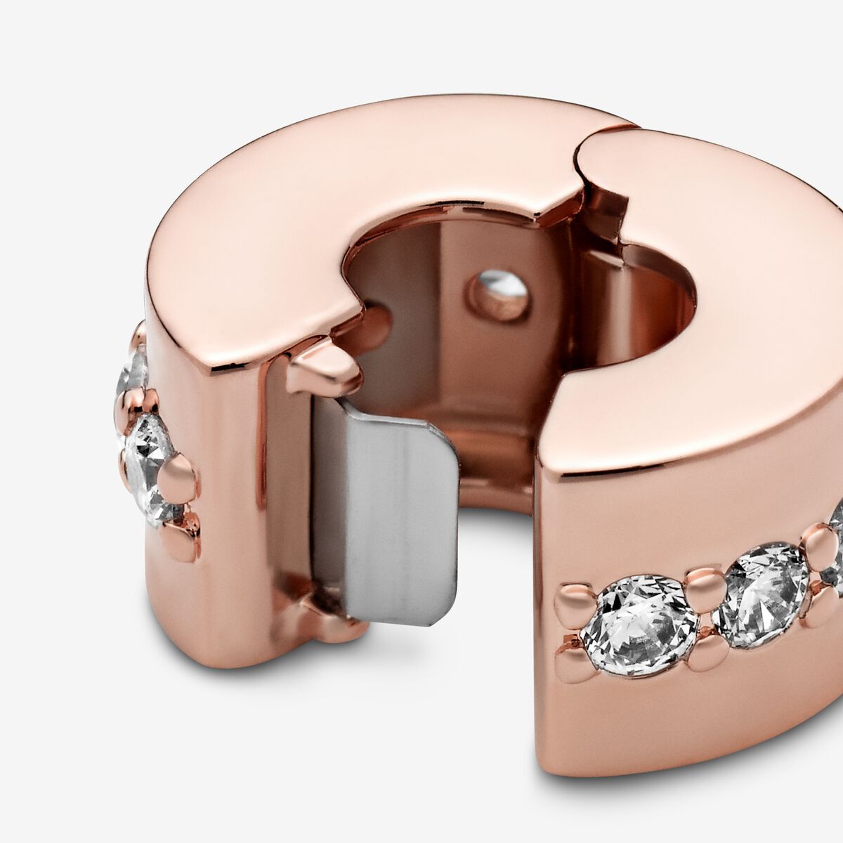 Clip – Pavé-Reihe – Weiß- und Roségold – Pandora Charms