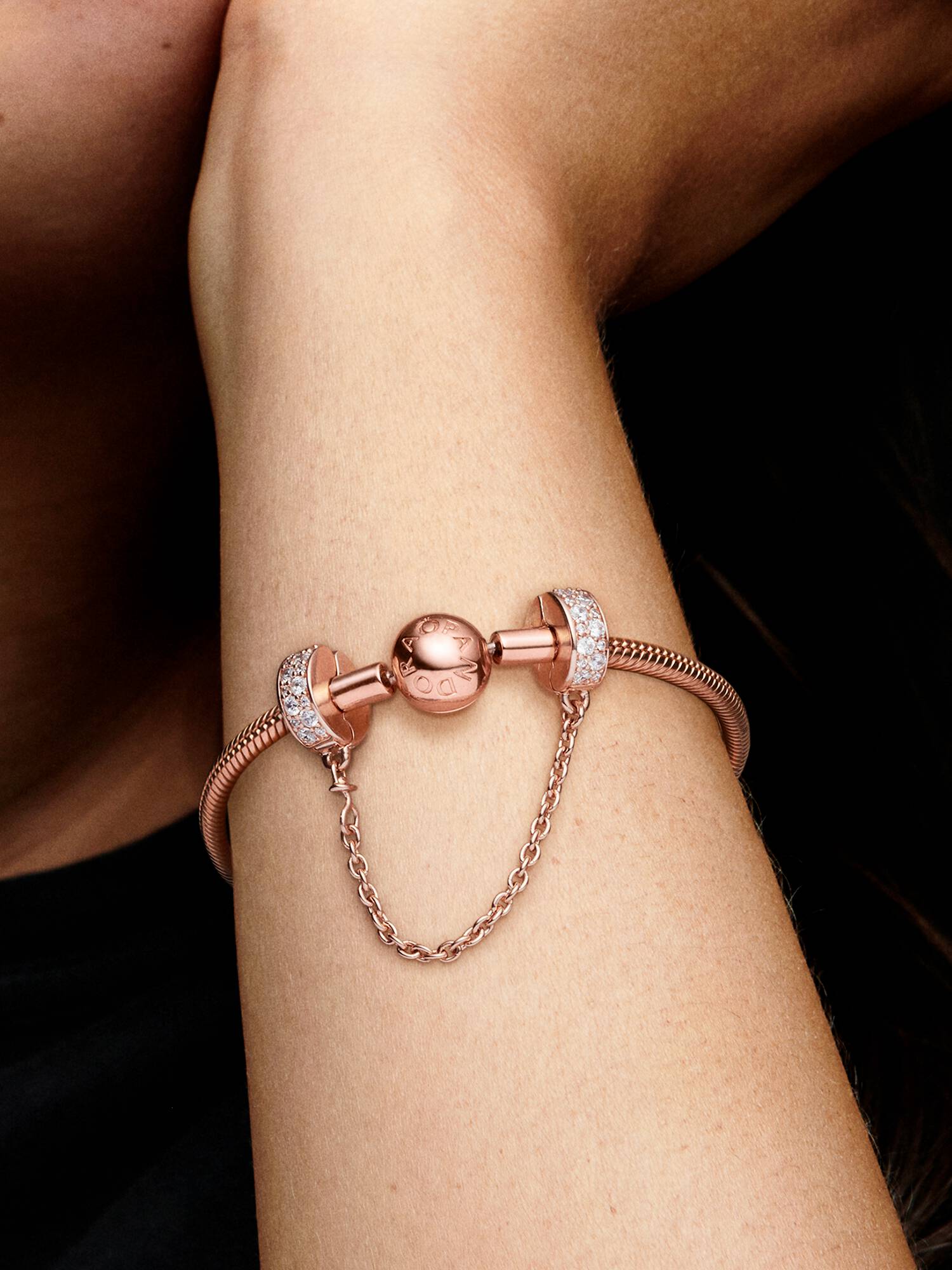 Charme Pandora - Farveløs Pavé Comfort Chain Clip | 786322CZ
