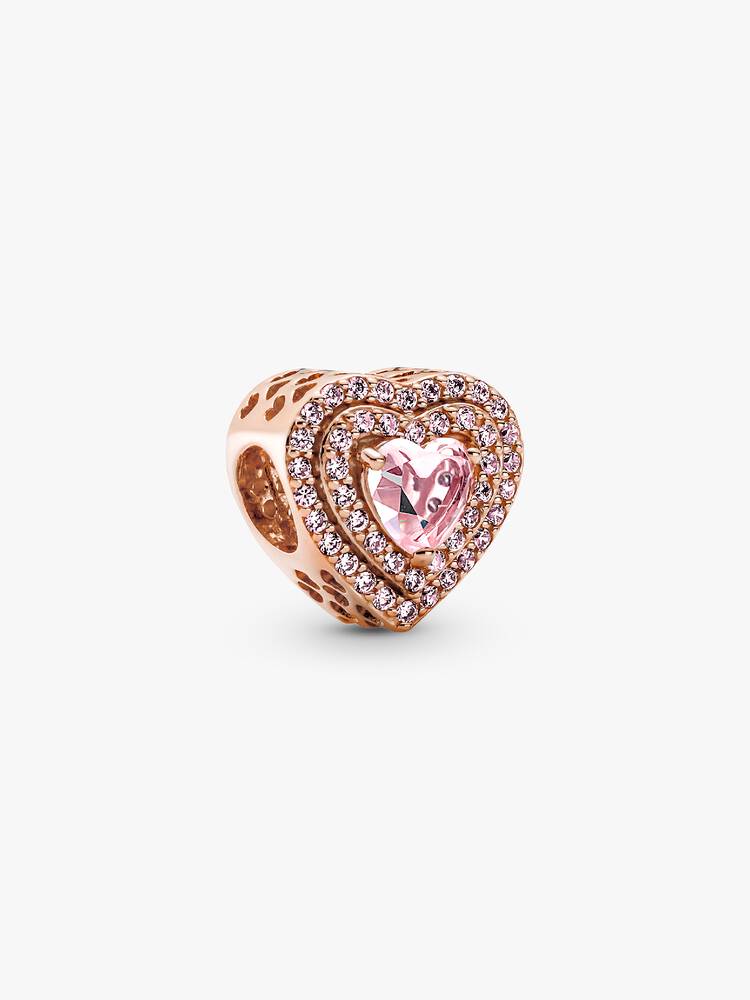Funkelnde Gestufte Herzen Charm Roségold | Pandora