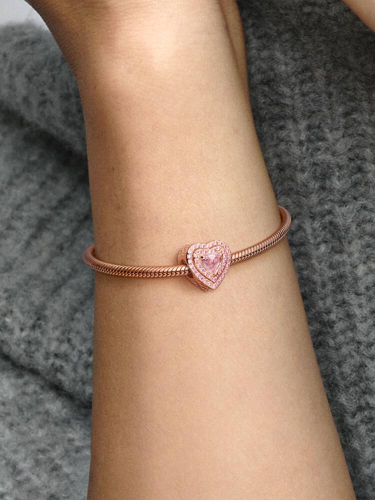 Funkelnde Gestufte Herzen Charm Roségold | Pandora