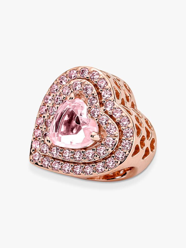 Funkelnde Gestufte Herzen Charm Roségold | Pandora