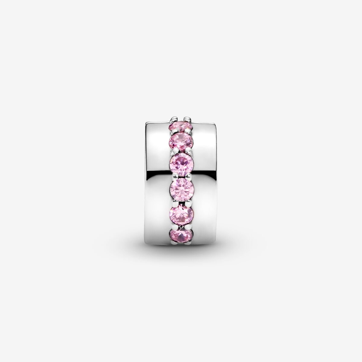 Clip – Pavé-Reihe – Rosa und Silber – Pandora Charms