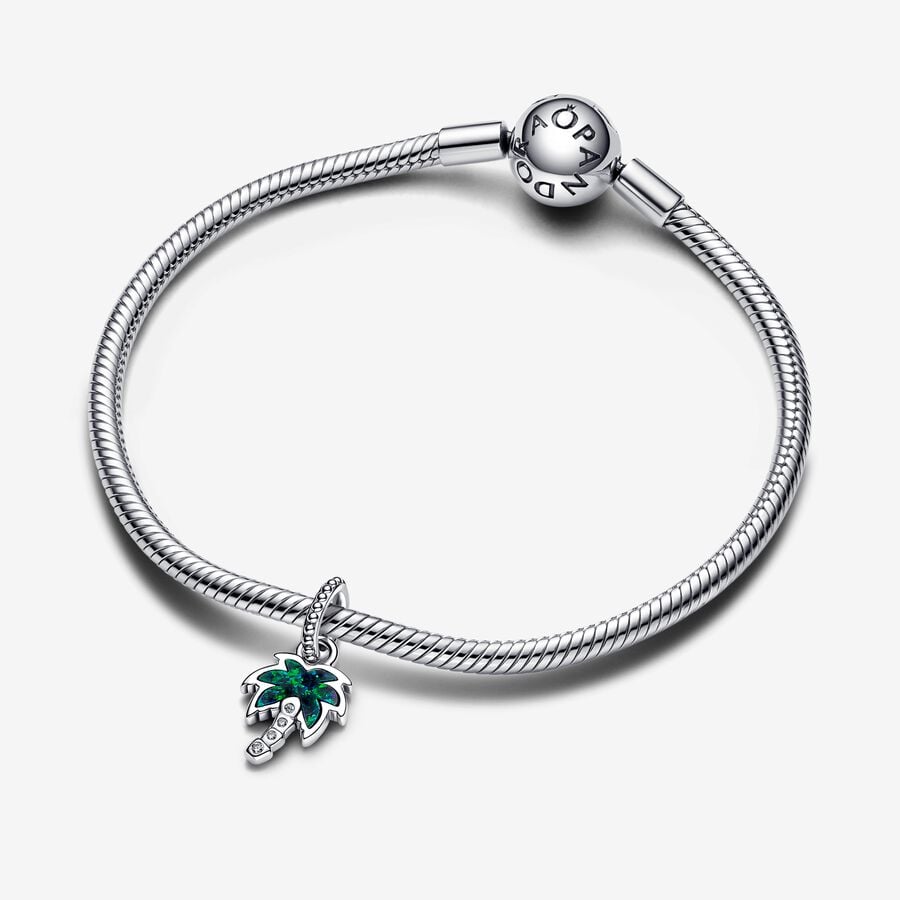 Nature - Green Palm - Silver - Charms - Pandora