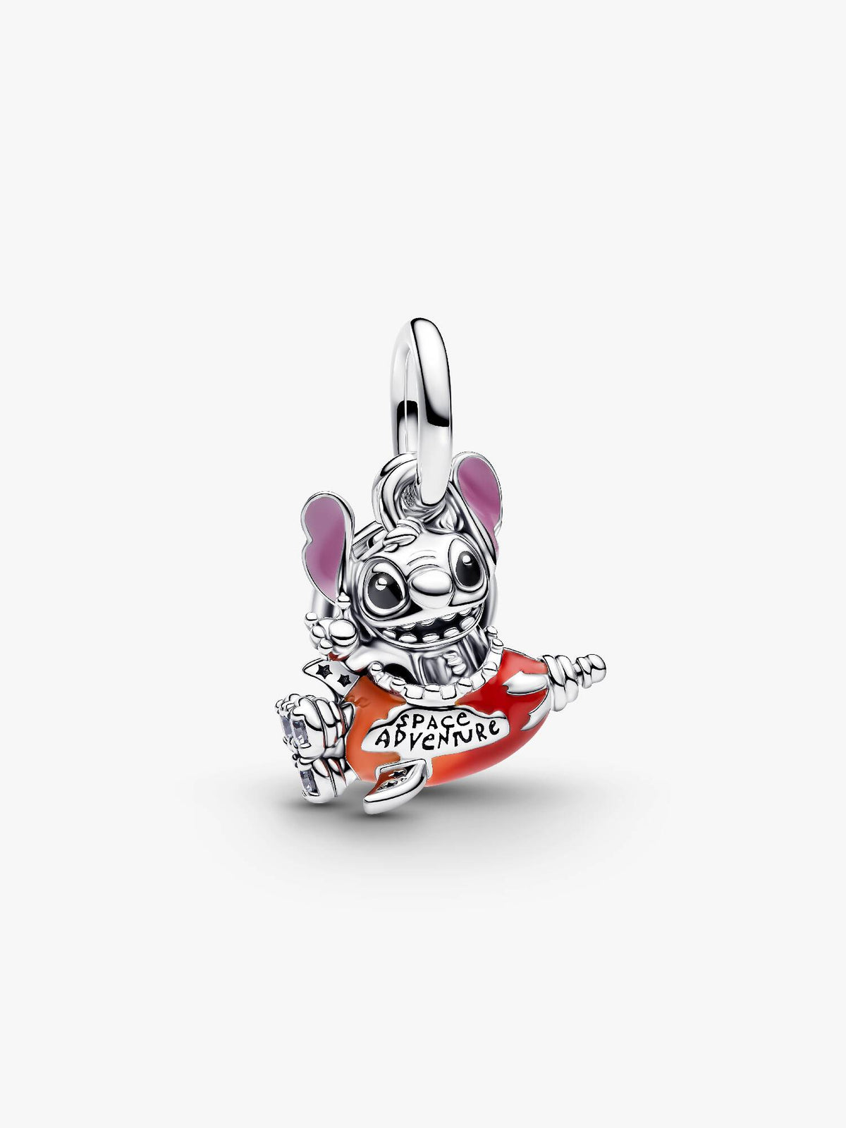 Disney Stitch Space Rocket Pendant Charm Silver