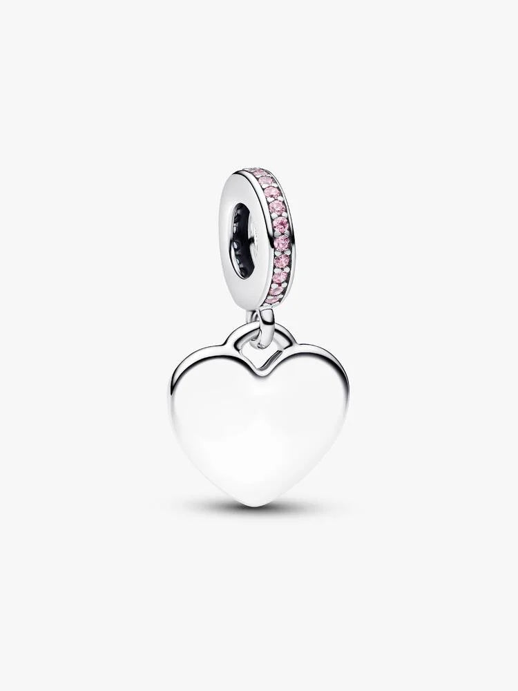Ciondolo pendente in pietra a forma di cuore rosa incisibile