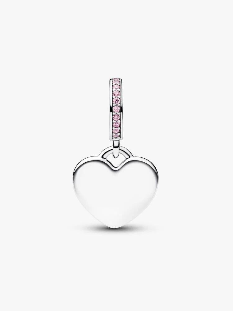 Ciondolo pendente in pietra a forma di cuore rosa incisibile