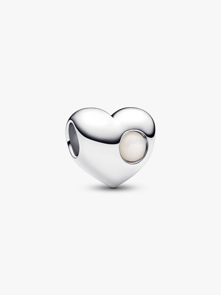 Charm Cœur Pierre Blanche Gravable Argent | Pandora