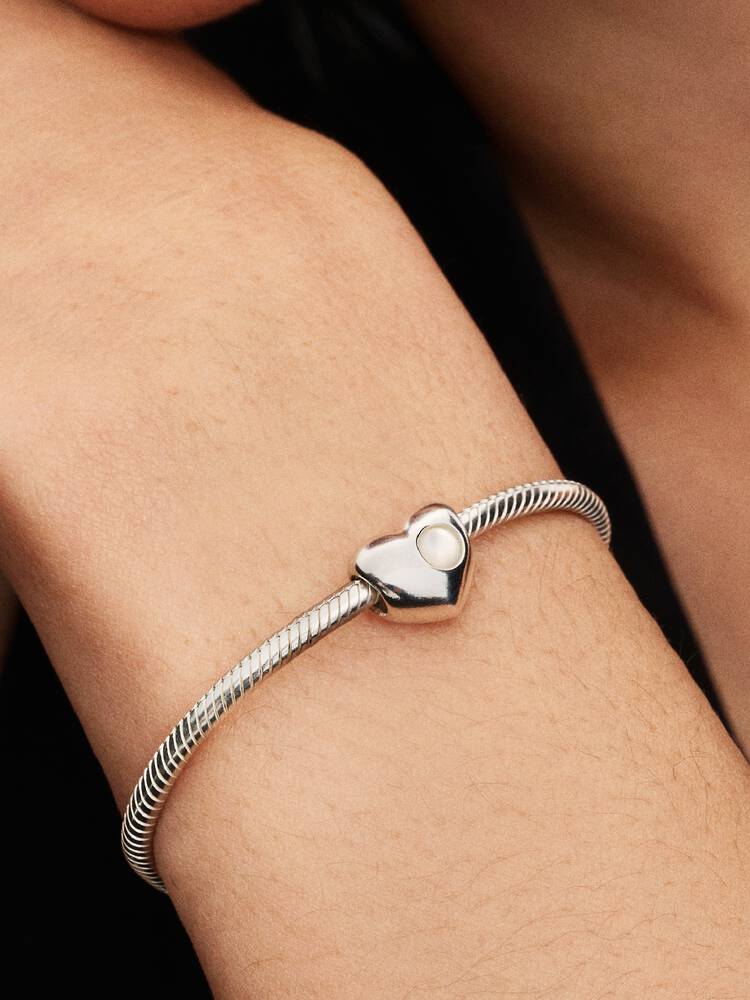 Charm Cœur Pierre Blanche Gravable Argent | Pandora