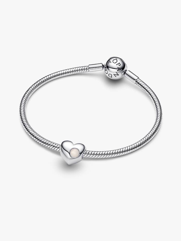 Charm Cœur Pierre Blanche Gravable Argent | Pandora