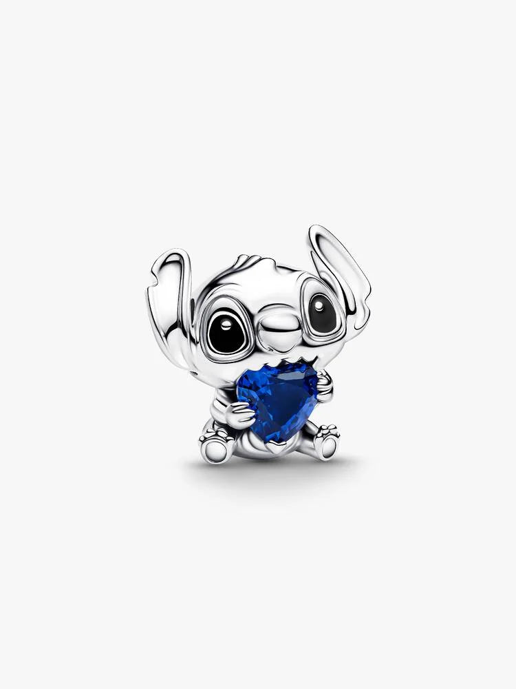 Disney Stitch Heart Charm Blå Silver