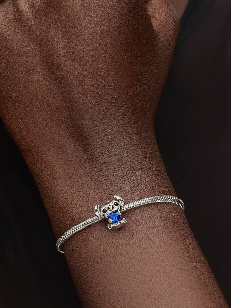Disney Stitch Heart Blue Silver Charm – se 2