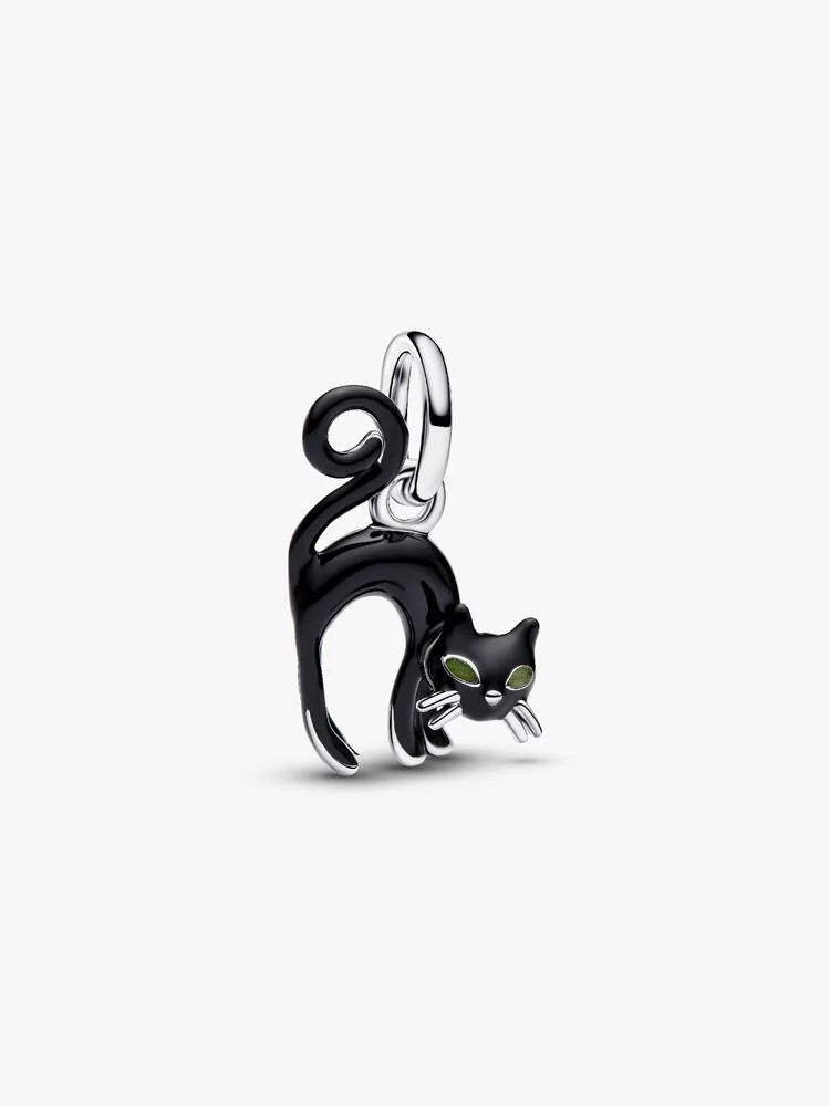 Ciondolo in argento con gatto nero