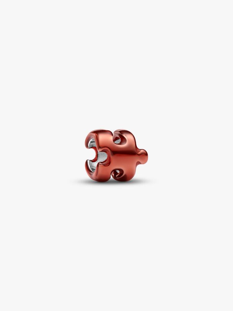 Mini Charm Pièce de Puzzle Orange Argent