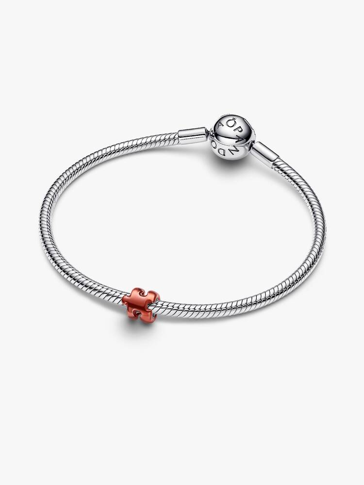 Mini ciondolo pezzo di puzzle arancione argento | Pandora