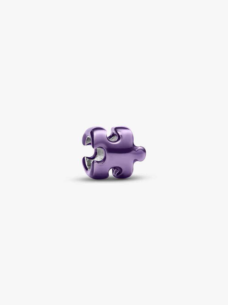 Mini Charm Pièce de Puzzle Violette Argent