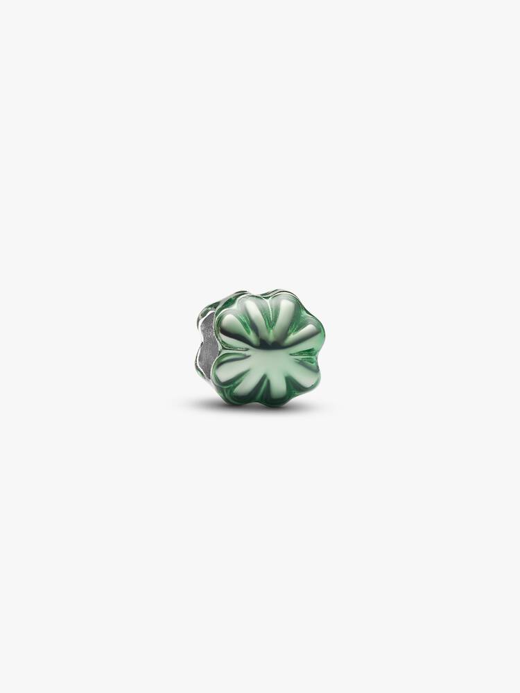 Mini Charm Trèfle Vert Argent
