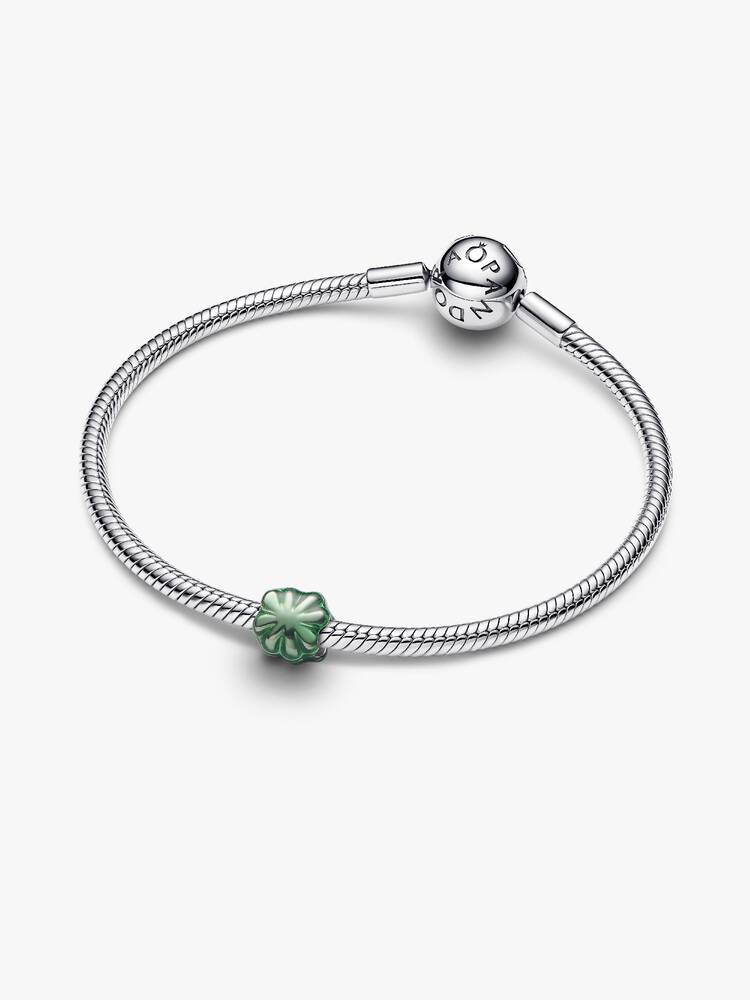 Mini ciondolo a forma di trifoglio verde argento | Pandora