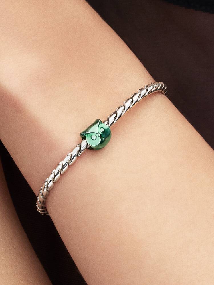 Mini ciondolo gufo verde argento | Pandora
