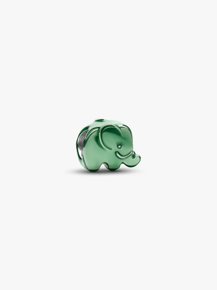 Mini Charm Éléphant Vert Argent