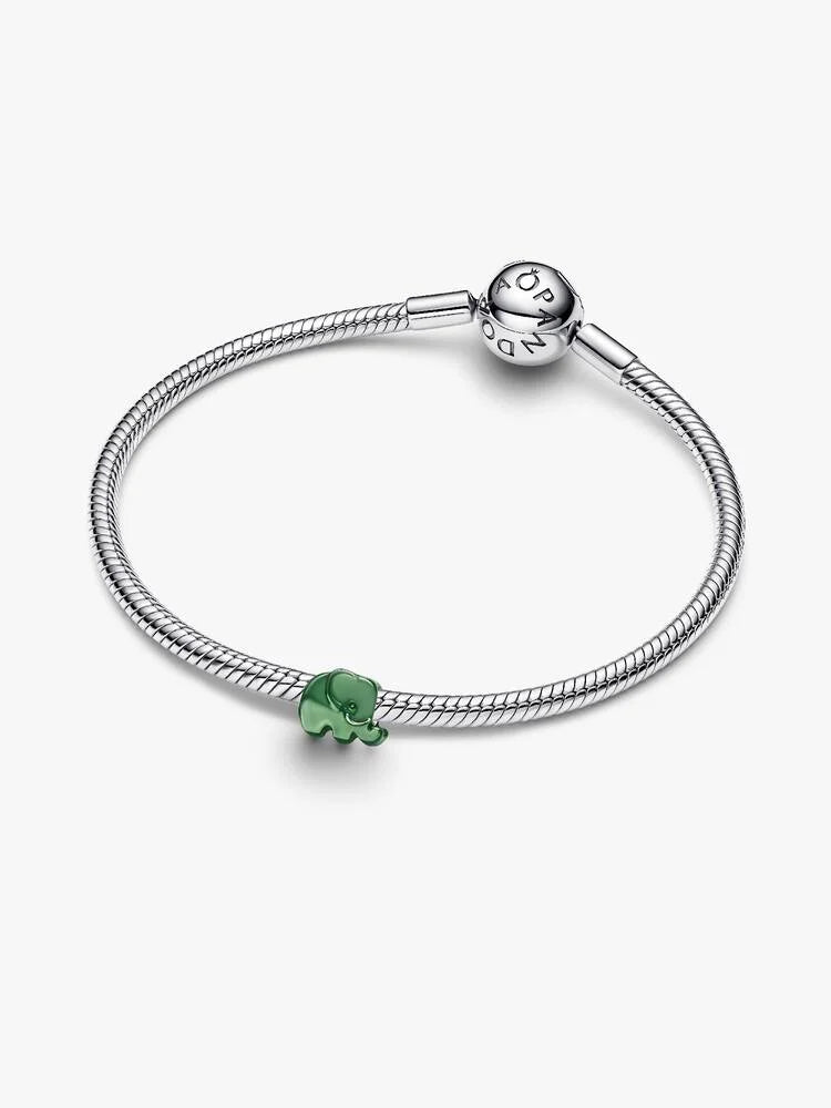 Mini Stříbrný Zelený Přívěsek slona | Pandora