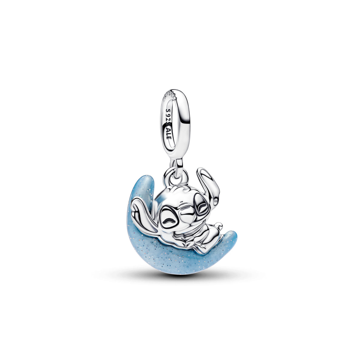 Charm Pendentif Disney Stitch et Lune Luminescente Argent