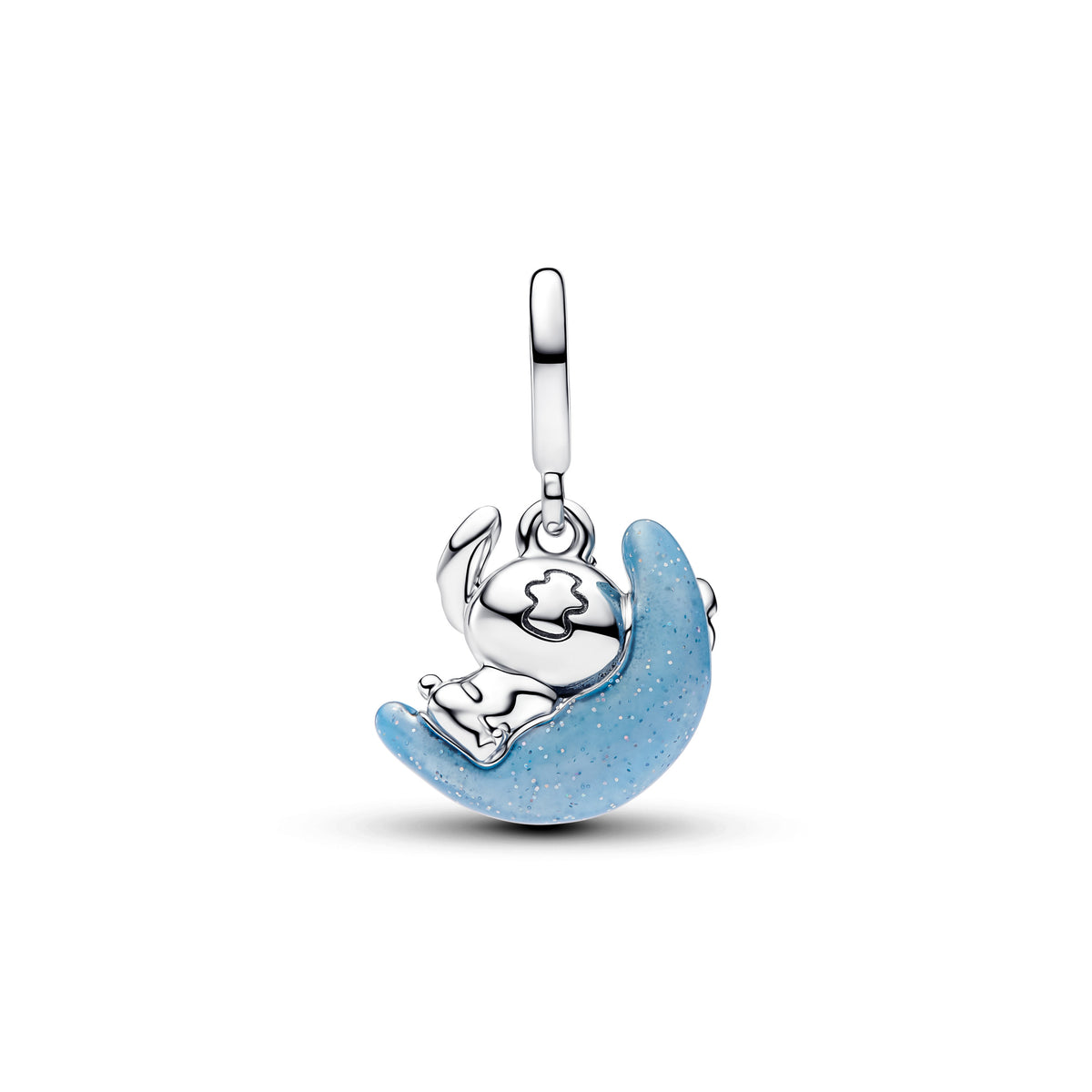 Charm Pendentif Disney Stitch et Lune Luminescente Argent – vue 2