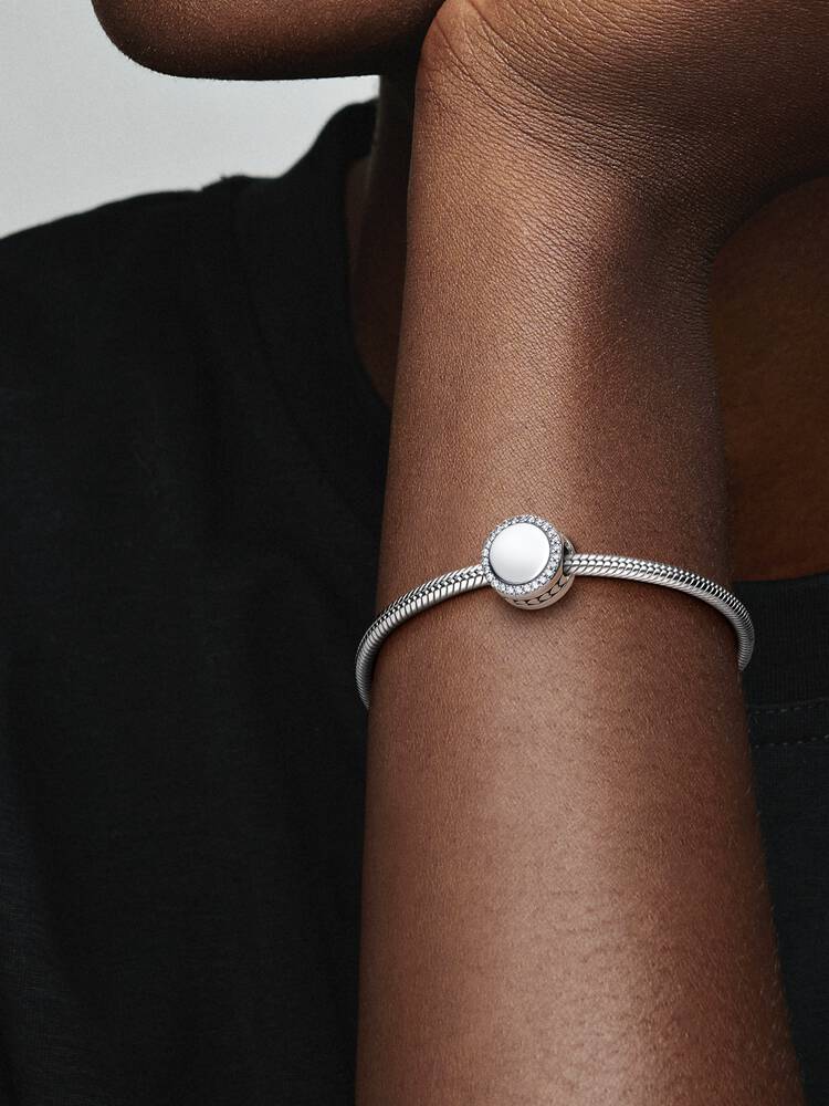 Charm Pandora - Engravable Glittering Button | 798747C01