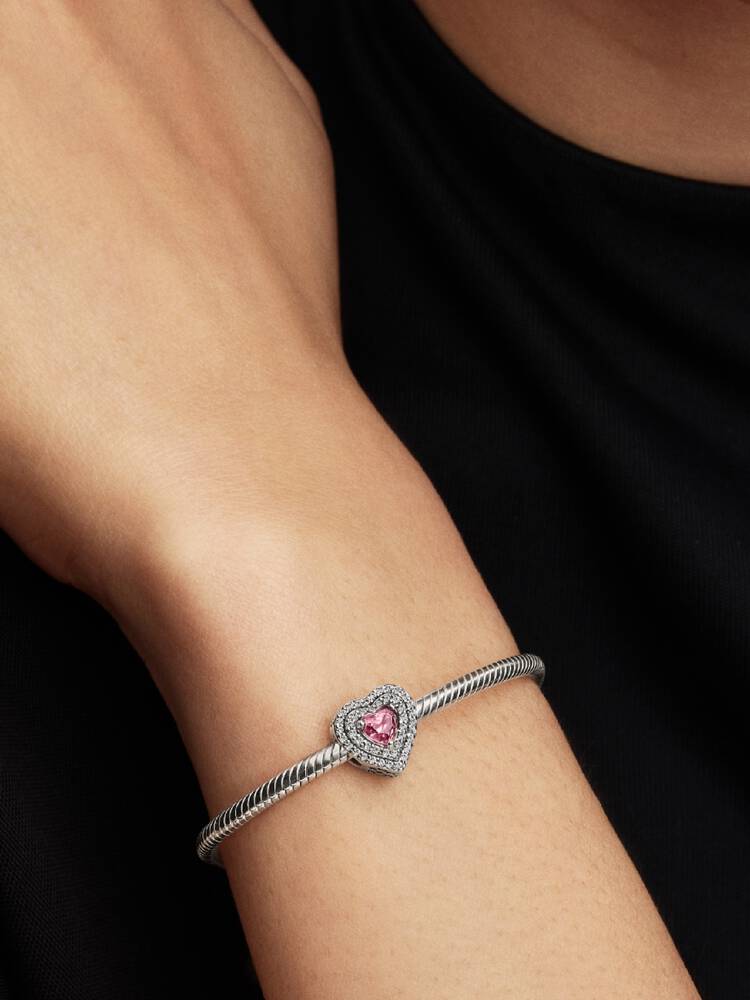 Dvoubarevné šumivé zarovnané srdce kouzlo | Pandora