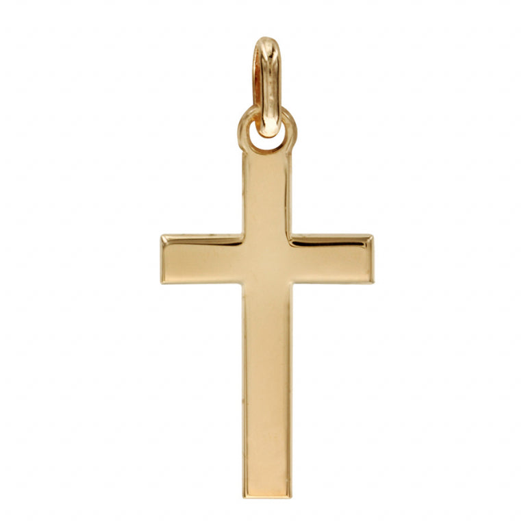 Pendentif croix plate en vermeil avec finition polie