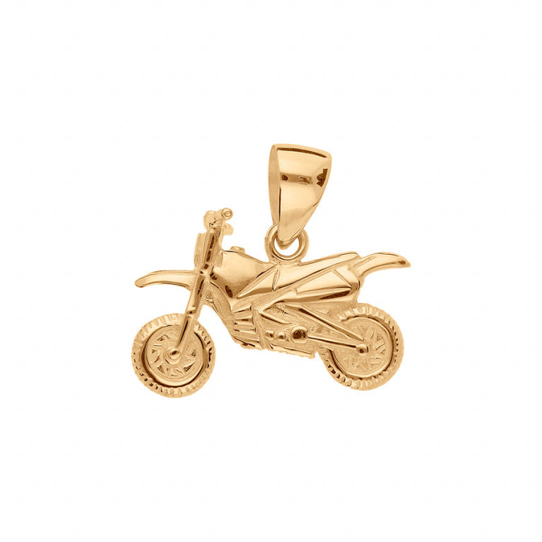 Pendentif moto cross en vermeil vue frontale