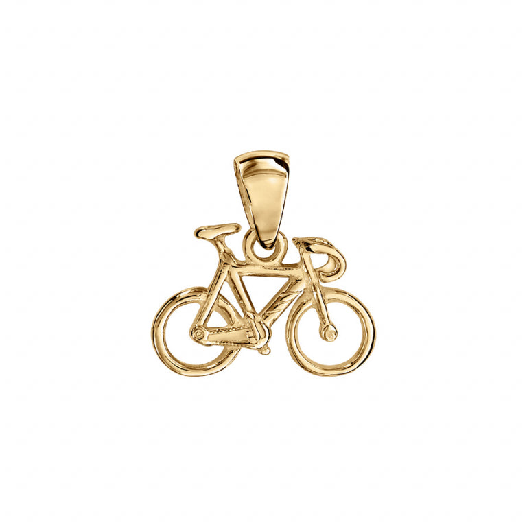 Pendentif mode vélo de course en vermeil fin et poli