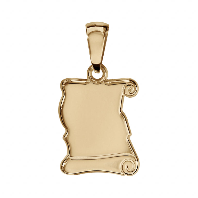 Pendentif parchemin en vermeil à graver