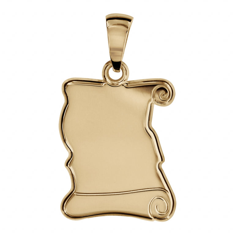 Pendentif parchemin en vermeil avec surface polie