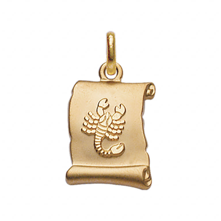 Pendentif mode parchemin Scorpion en vermeil brillant