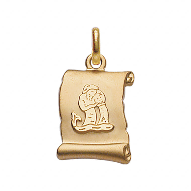 Pendentif mode parchemin Verseau en vermeil brillant