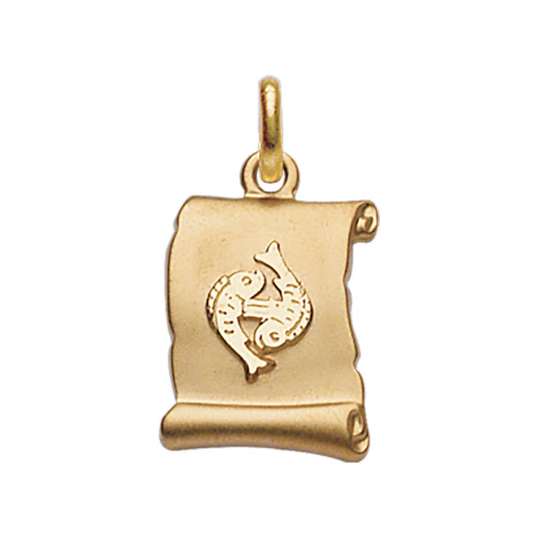Pendentif mode parchemin Poisson en vermeil brillant