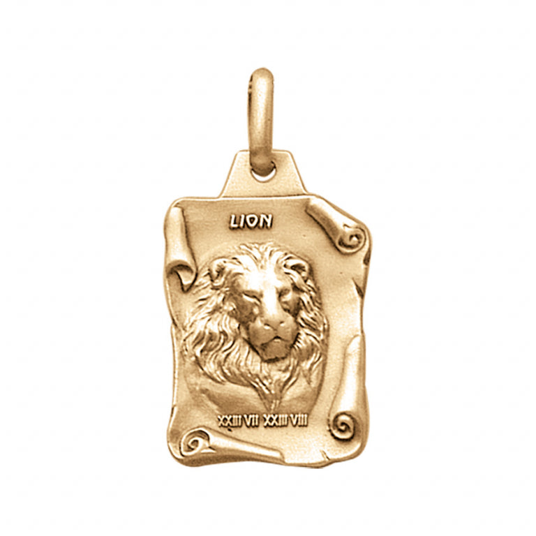 Pendentif mode lion grand parchemin en vermeil massif détaillé