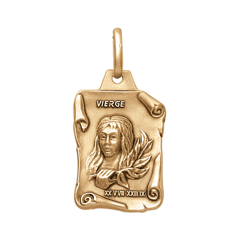 Pendentif mode parchemin vierge en vermeil vieil massif