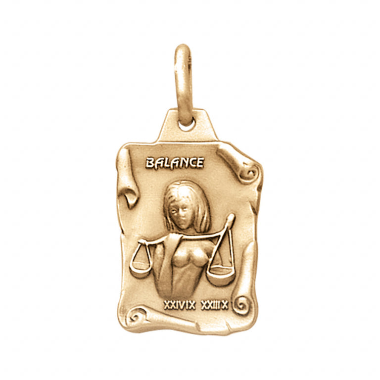 Pendentif mode parchemin Balance en vermeil massif