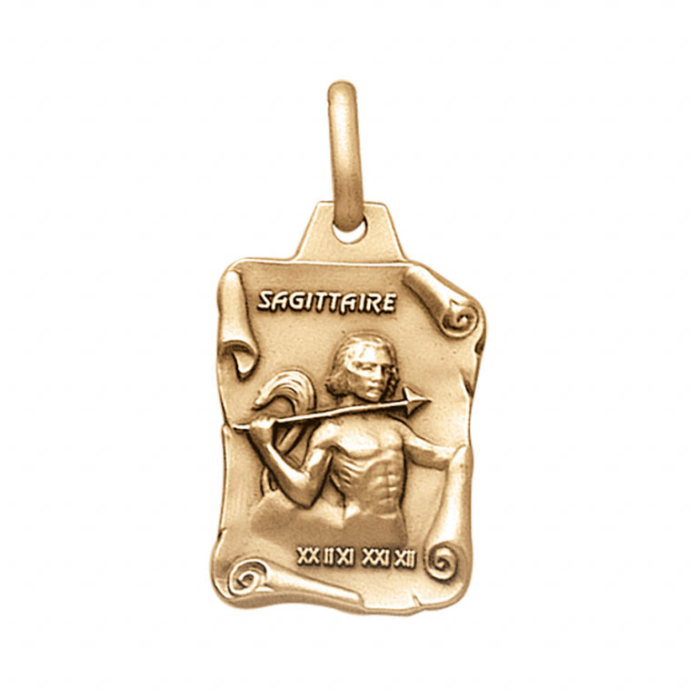 Pendentif parchemin Sagittaire en vermeil massif