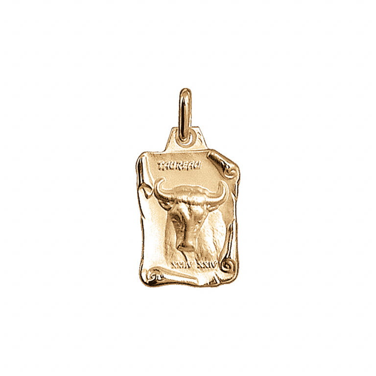 Pendentif mode motif taureau en vermeil massif brillant et sable