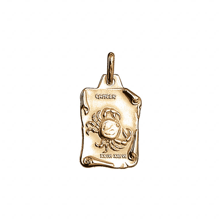 Pendentif mode motif cancer en vermeil massif brillant et sablé