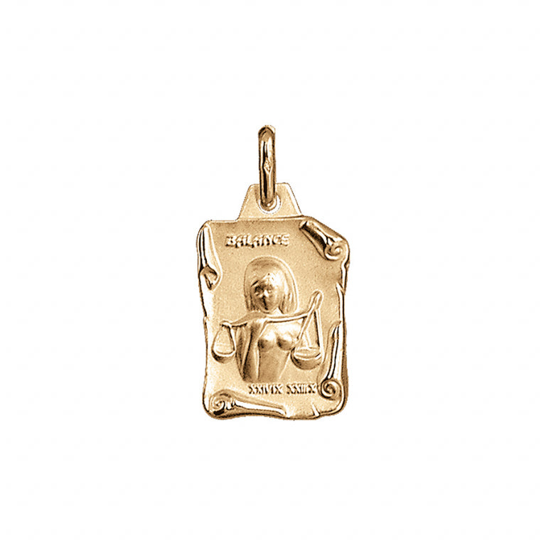 Pendentif mode Balance grand parchemin en vermeil