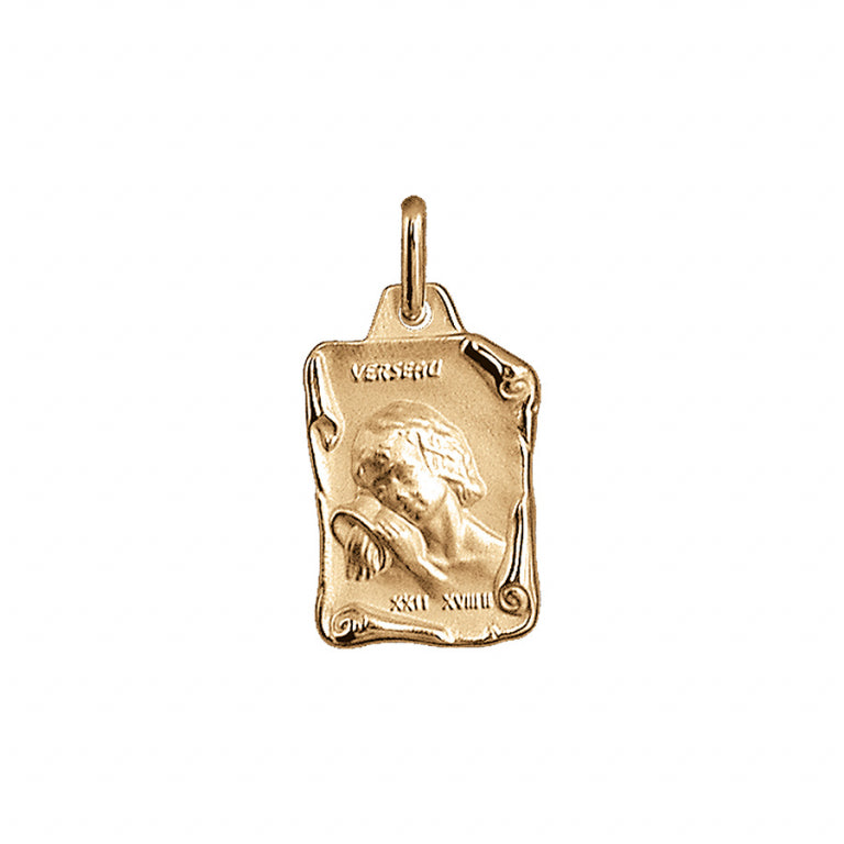 Pendentif mode parchemin Verseau en vermeil brillant et sable