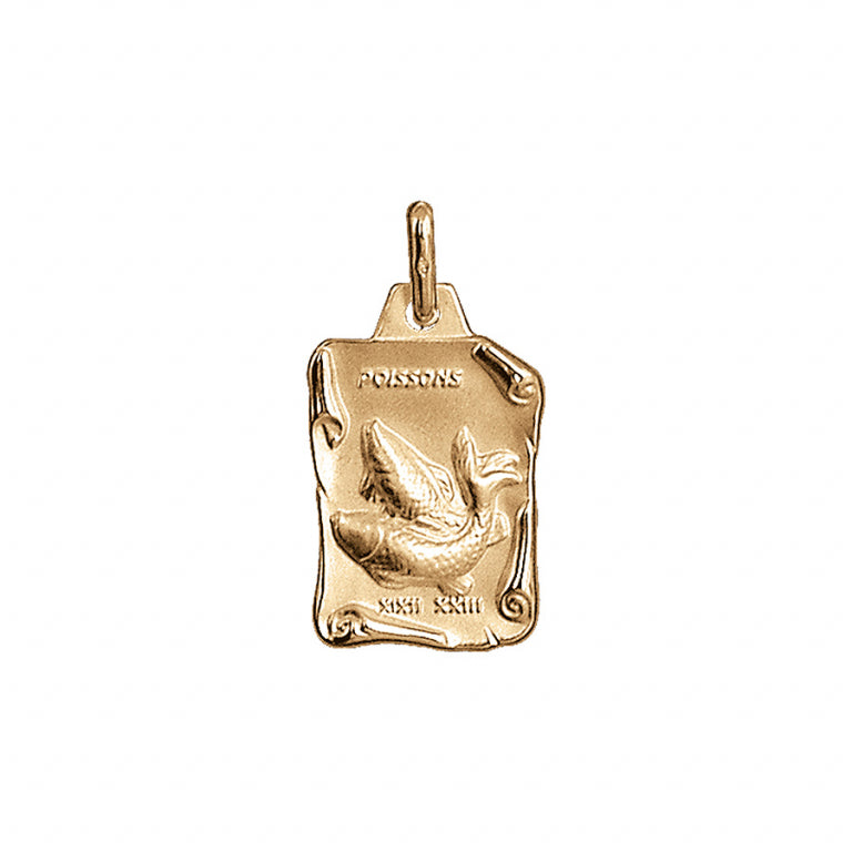 Pendentif mode poisson en vermeil finition brillant et sable