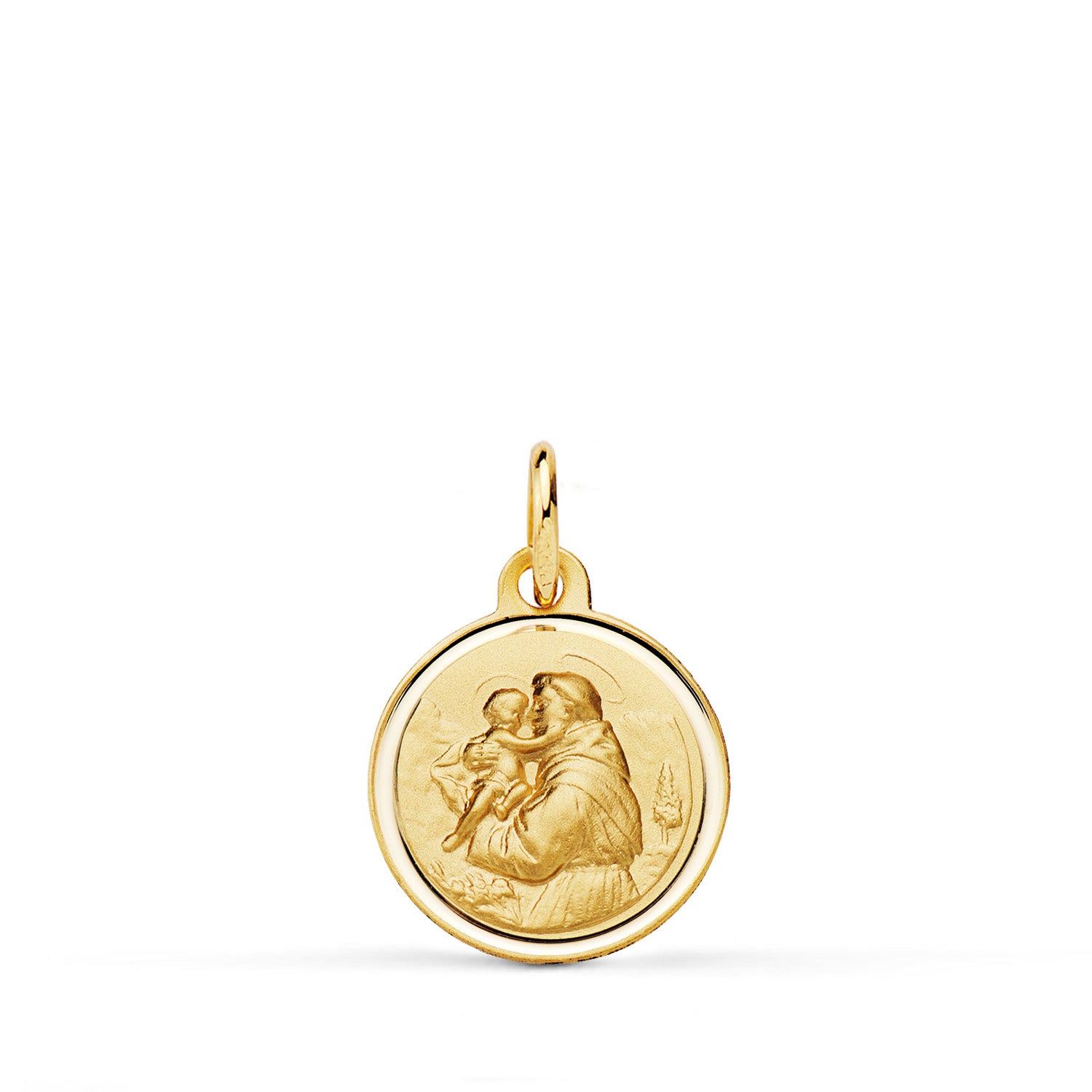 Medalla San Antonio en Oro Amarillo de 18K Bisel 14 mm