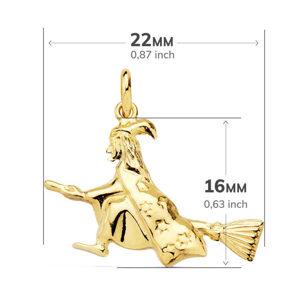 Collar Bruja Oro 18K. 17X22mm