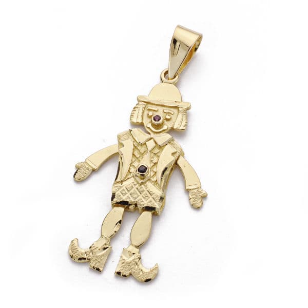Pendentif Clown Articulé Or Jaune 18K 35X10 mm