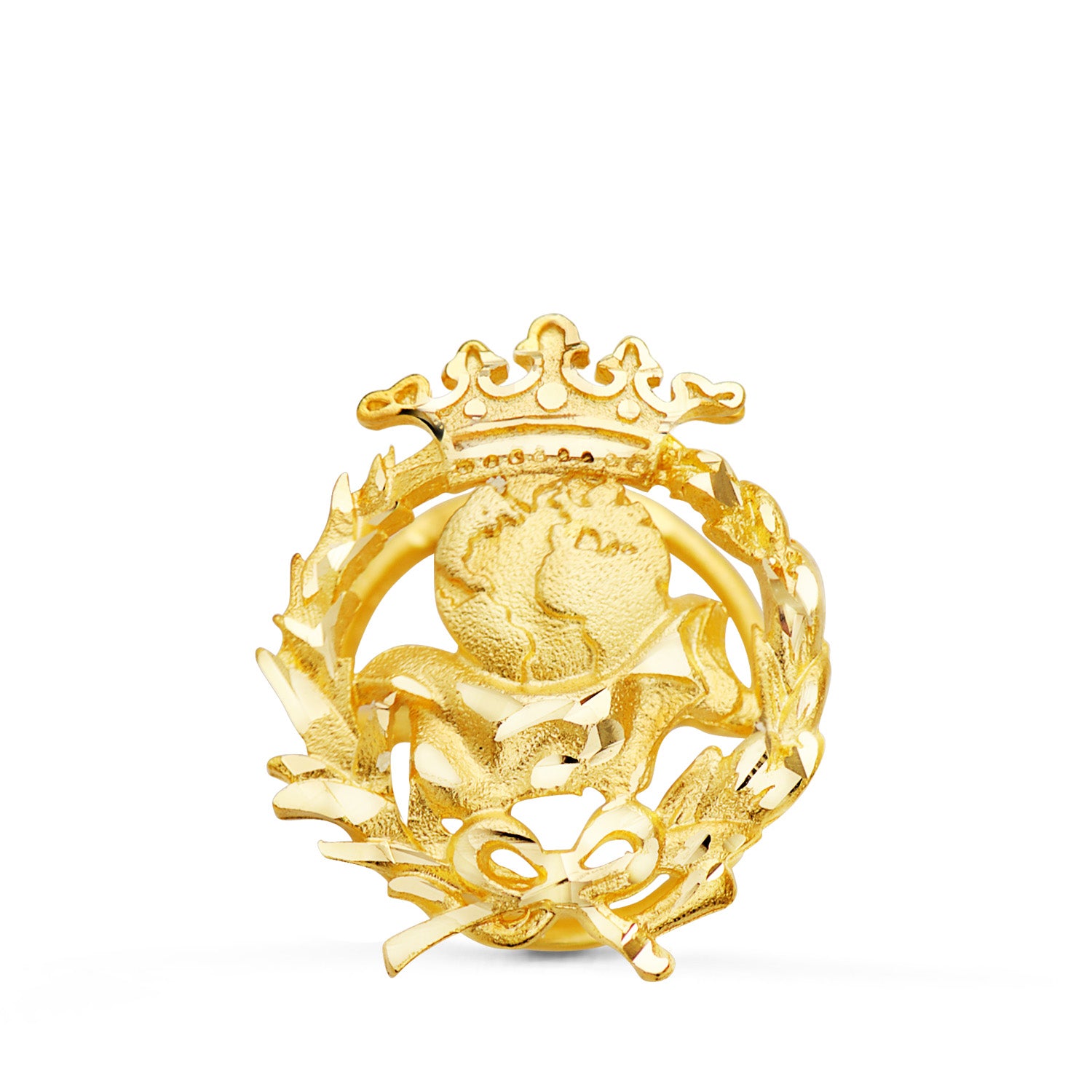 Aardrijkskundebadge 18K geel goud 17 x 14 mm