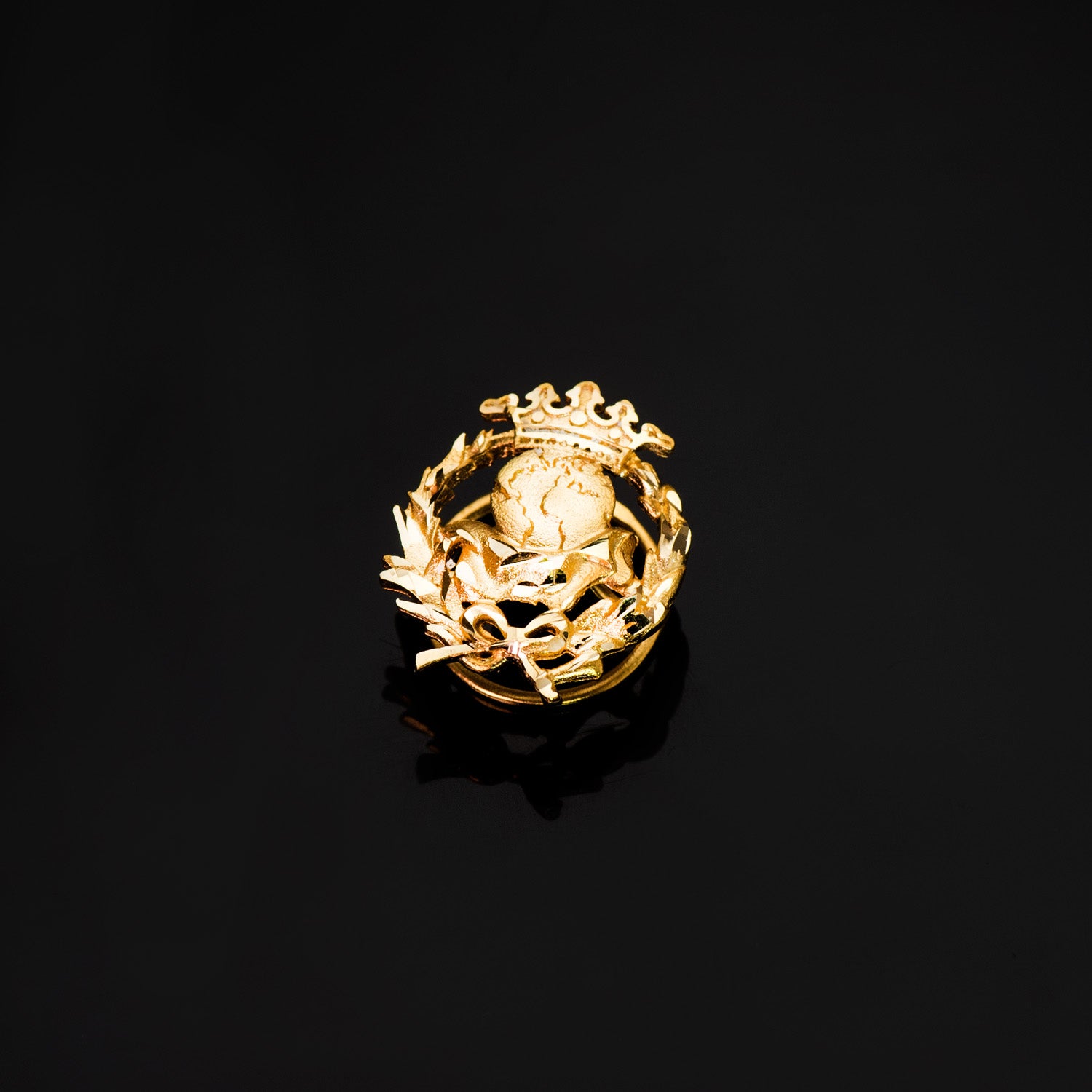 Aardrijkskundebadge 18K geel goud 17 x 14 mm